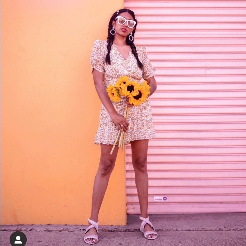 ASTR the Label Floral Yellow Mini Dress